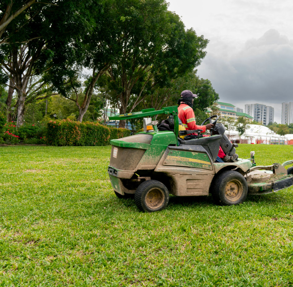 Ride-on mower maintaining a large lawn